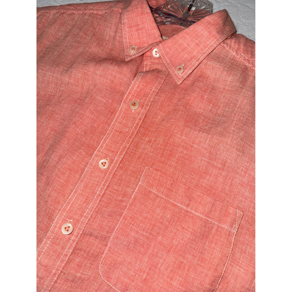 Territory Ahead Mens 53% Linen 47% Cotton Blended Shirt Coral Lightweight Beachy